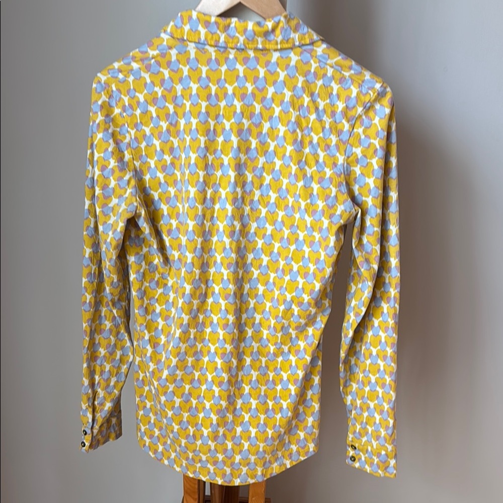 Boden Yellow & Light Blue Printed Button-Down Shirt - Picture 4 of 6
